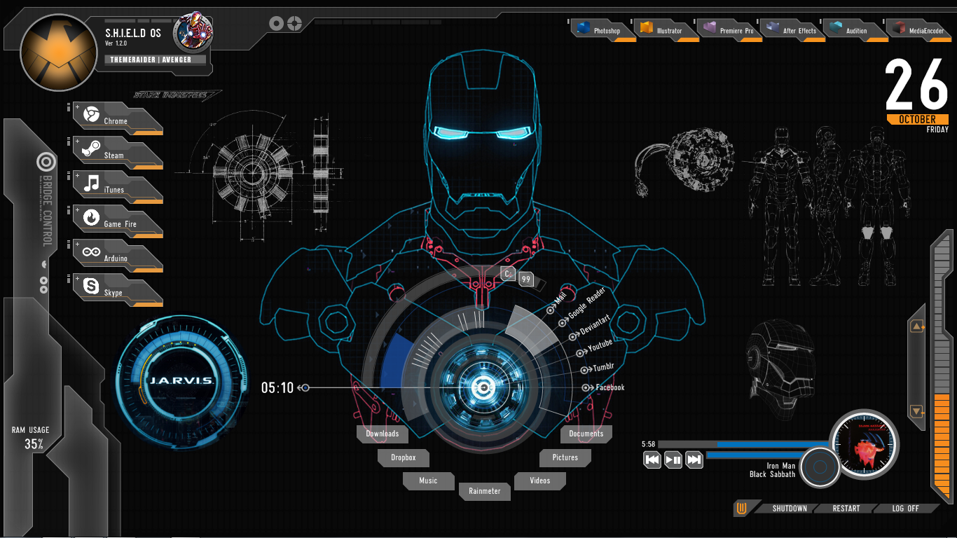 Shield Iron Man Theme For Windows 10 8 7
